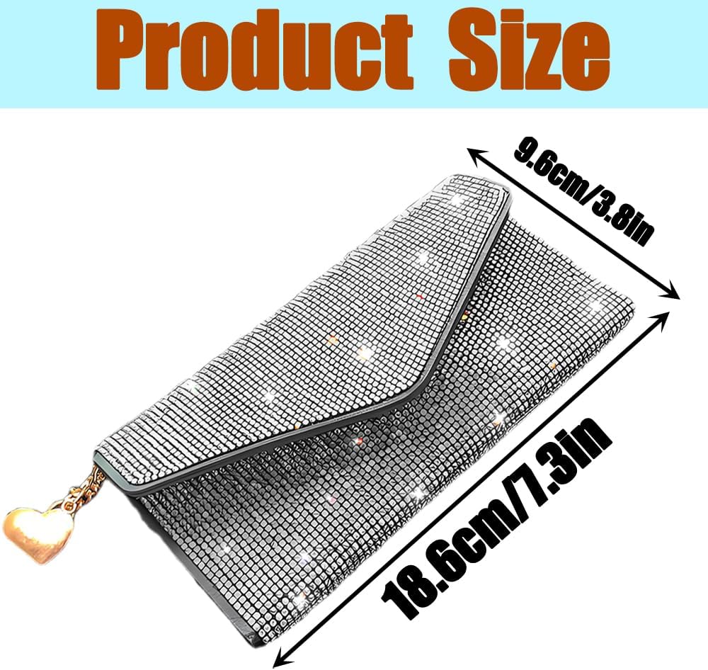 HOTBling Crystal Rhinestones Leather Pocket Card Case Wallet Organizer with Zipper Multifunctional Large Capacity Shining for Women Girls (White)