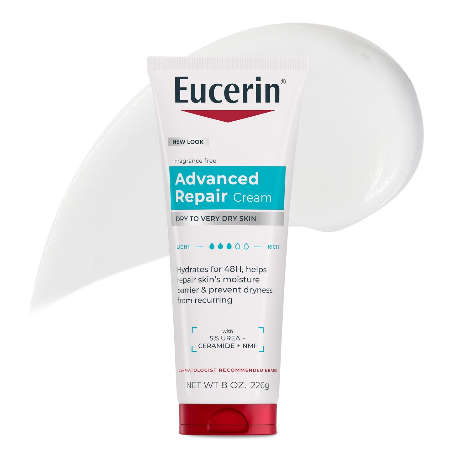 HOTEucerin Advanced Repair Lotion, Urea Enriched, Unscented Body Lotion for Dry Skin With Triple Moisturizing Complex, 16.9 FL OZ Bottle