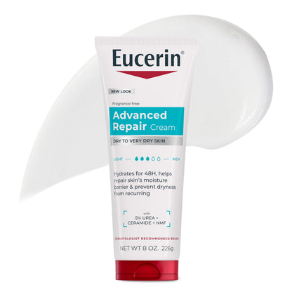 HOTEucerin Advanced Repair Lotion, Urea Enriched, Unscented Body Lotion for Dry Skin With Triple Moisturizing Complex, 16.9 FL OZ Bottle
