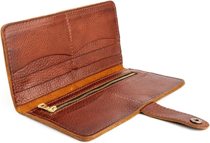 HOTPortland Leather Goods Women's Bifold Wallet – Slim Design with Secure Snap, 8 Card Slots & Interior Zipper Pocket – Nutmeg
