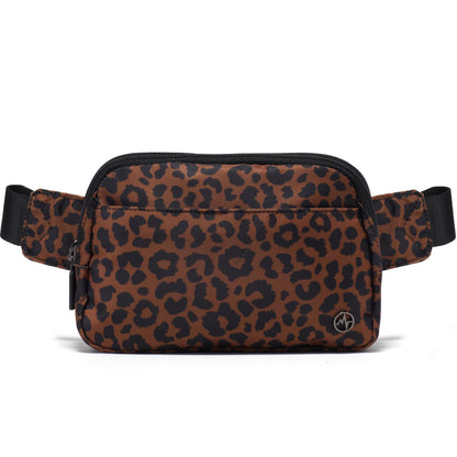 HOTPander Everywhere Belt Bag for Women, 5 Zipper Pockets Nylon Crossbody Fanny Pack Purse (Black)