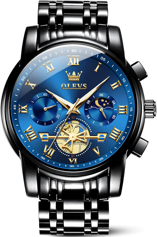 HOTOLEVS Watches Men Waterproof Luxury Big Face Mens Watch Stainless Steel Quartz Analog Dress Watches for Men Luminous Multifunction Man Watch Relojes De Hombre