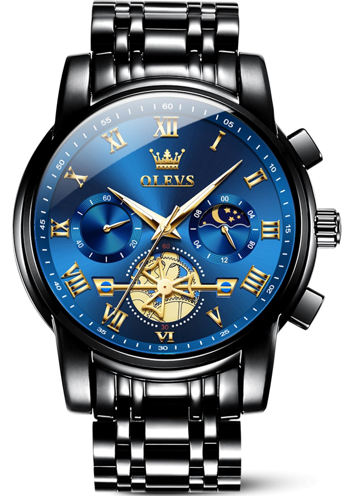 HOTOLEVS Watches Men Waterproof Luxury Big Face Mens Watch Stainless Steel Quartz Analog Dress Watches for Men Luminous Multifunction Man Watch Relojes De Hombre