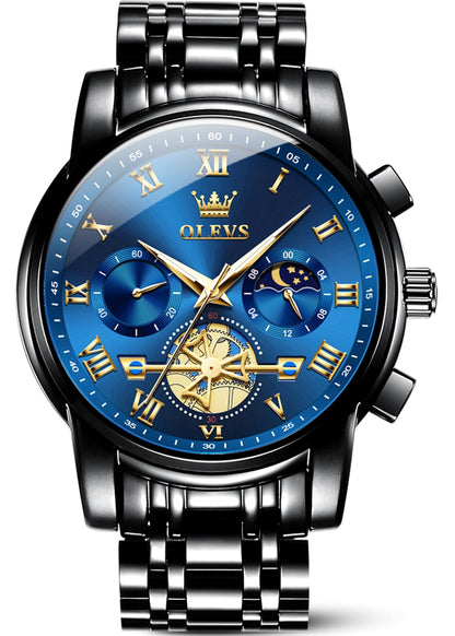 HOTOLEVS Watches Men Waterproof Luxury Big Face Mens Watch Stainless Steel Quartz Analog Dress Watches for Men Luminous Multifunction Man Watch Relojes De Hombre