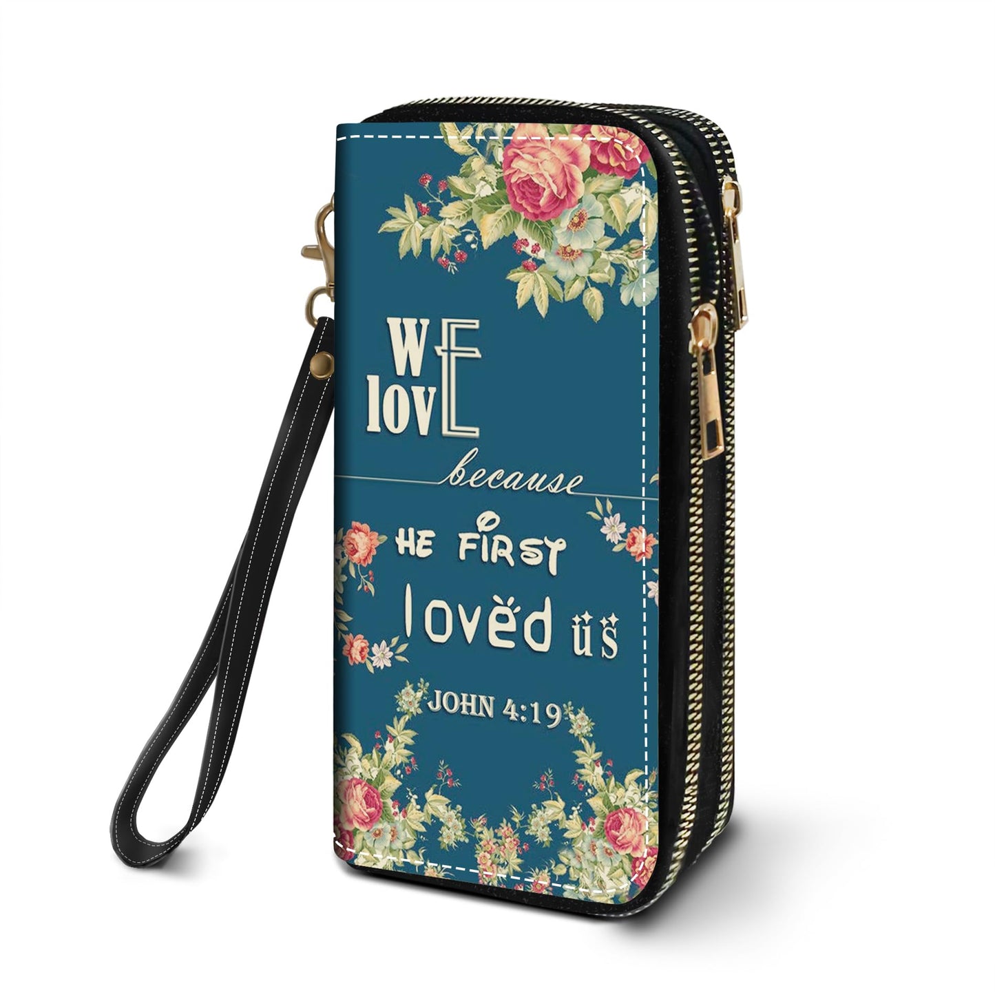 HOTWomen's Large Capacity Wallet PU Leather Double Zipper Clutch Purse Multifunctional Wallet with Removable Wristlet Strap for Smart Phone/Coin/Card/Cash, Flower Butterfly