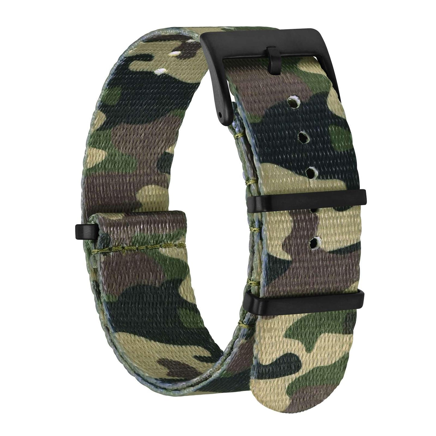HOTBISONSTRAP Nylon Watch Bands for Men, One-Piece Military Watch Straps, 18mm 20mm 22mm