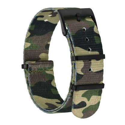 HOTBISONSTRAP Nylon Watch Bands for Men, One-Piece Military Watch Straps, 18mm 20mm 22mm