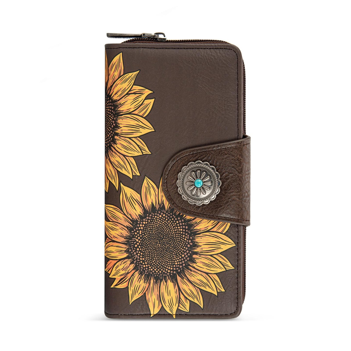 HOTMontana West Women's Wallets Western Sunflower Wallet Women Large Capacity Credit Card Wallet Ladies Female Bifold Clutch Wallets with ID Window and Coin Purse