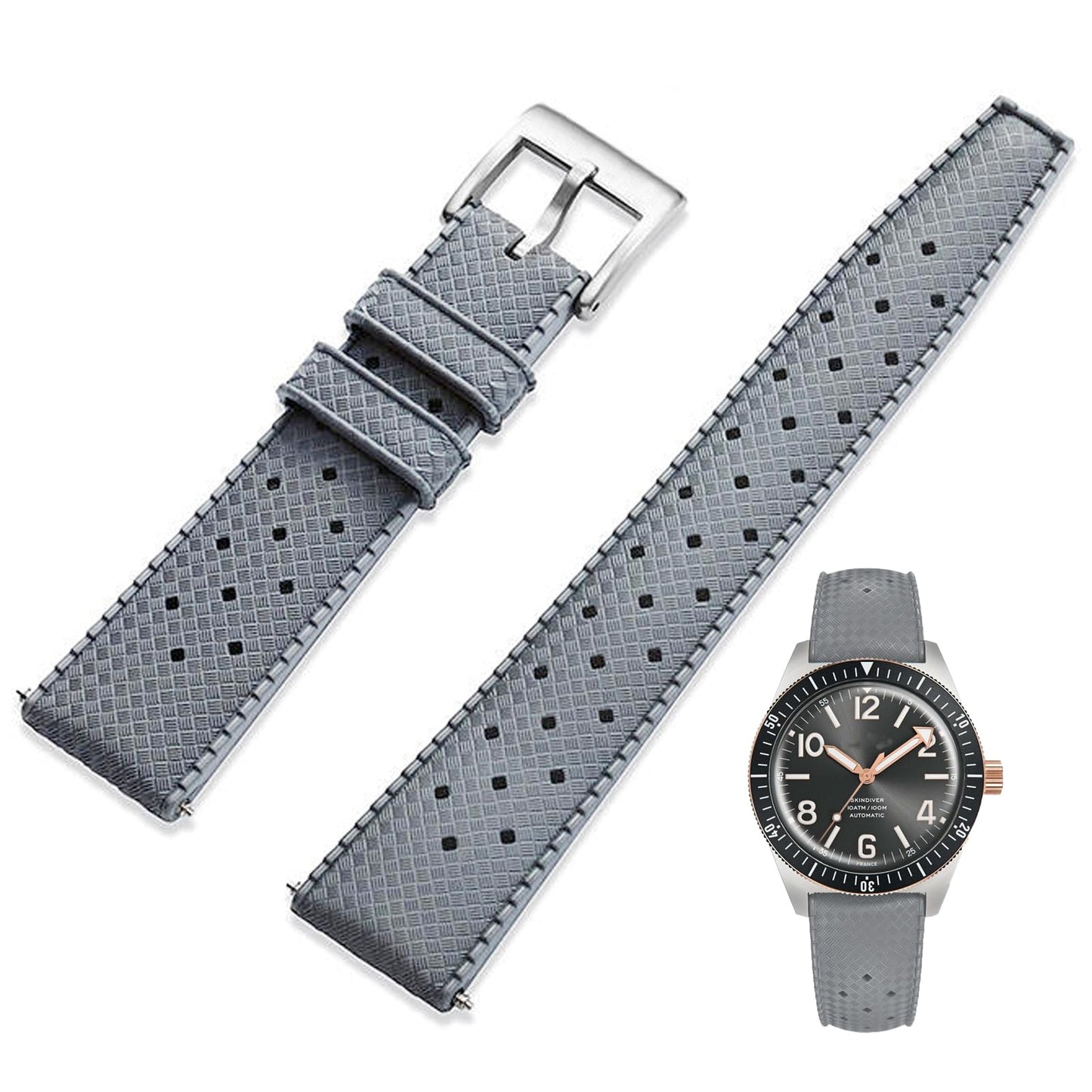 HOTFKM Rubber Watch Strap Quick Release Tropical Style Fluororubber 18mm 19mm 20mm 21mm 22mm Soft Breathable Durable FKM Rubber Watch Band Universal Replacement Band Strap for Men Women