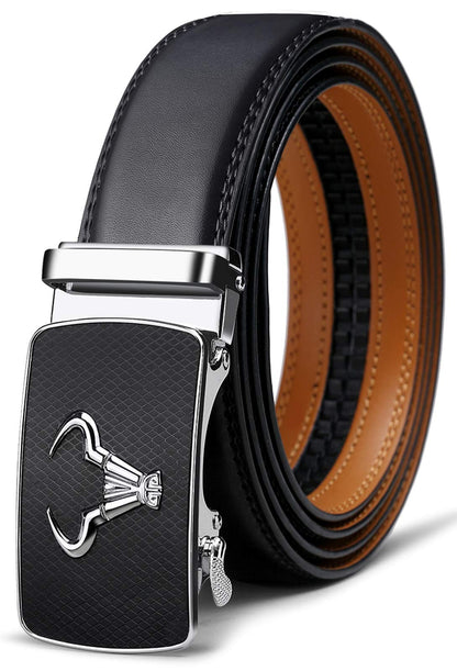HOTBULLIANT Men's Belt,Brand Ratchet Belt Of Genuine Leather For Gift Men Dress,Size Customized