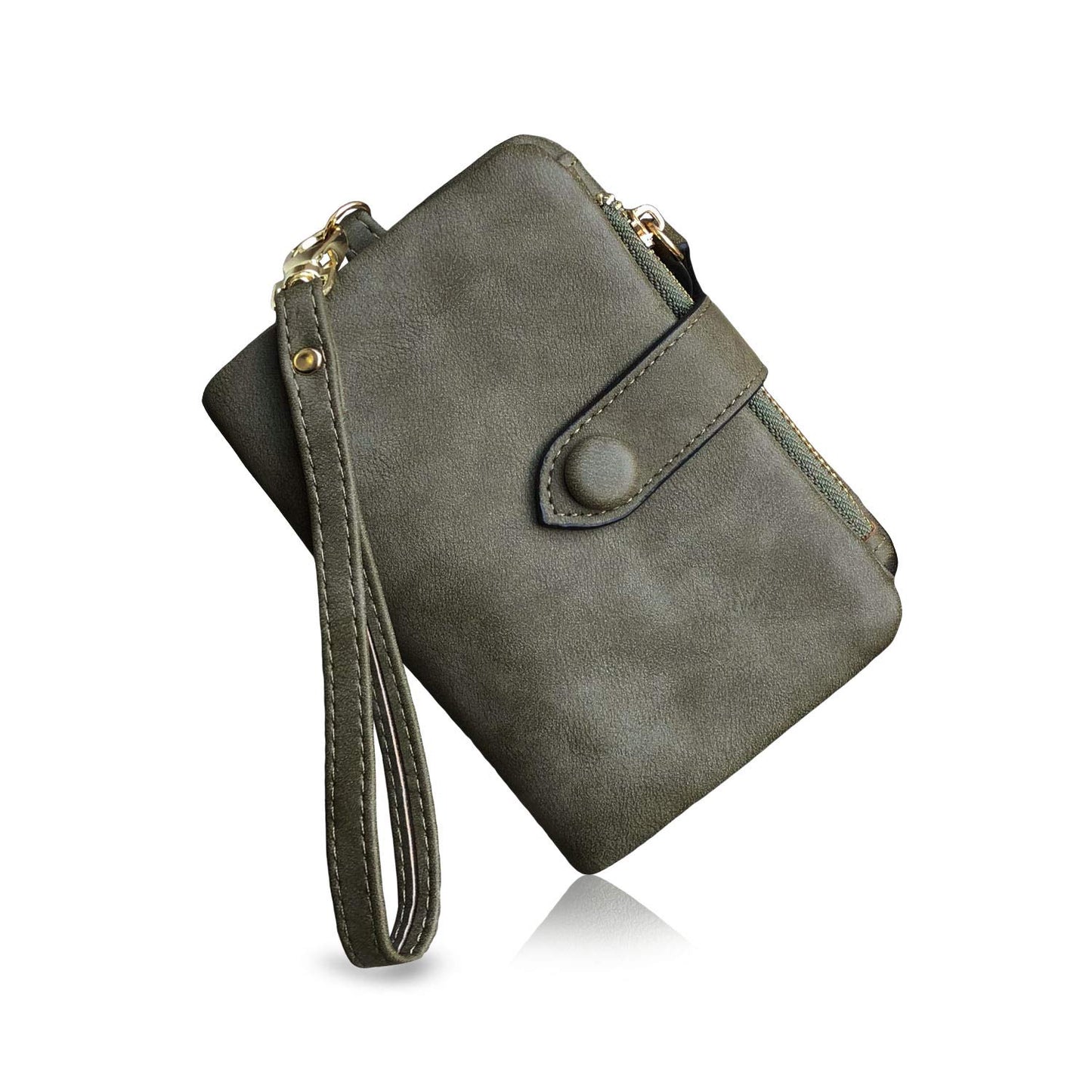 HOTPofeeXIO Womens Small Bifold Leather Wallets RFID Ladies Wristlet with Card Slots id Window Zipper Coin Purse | Small