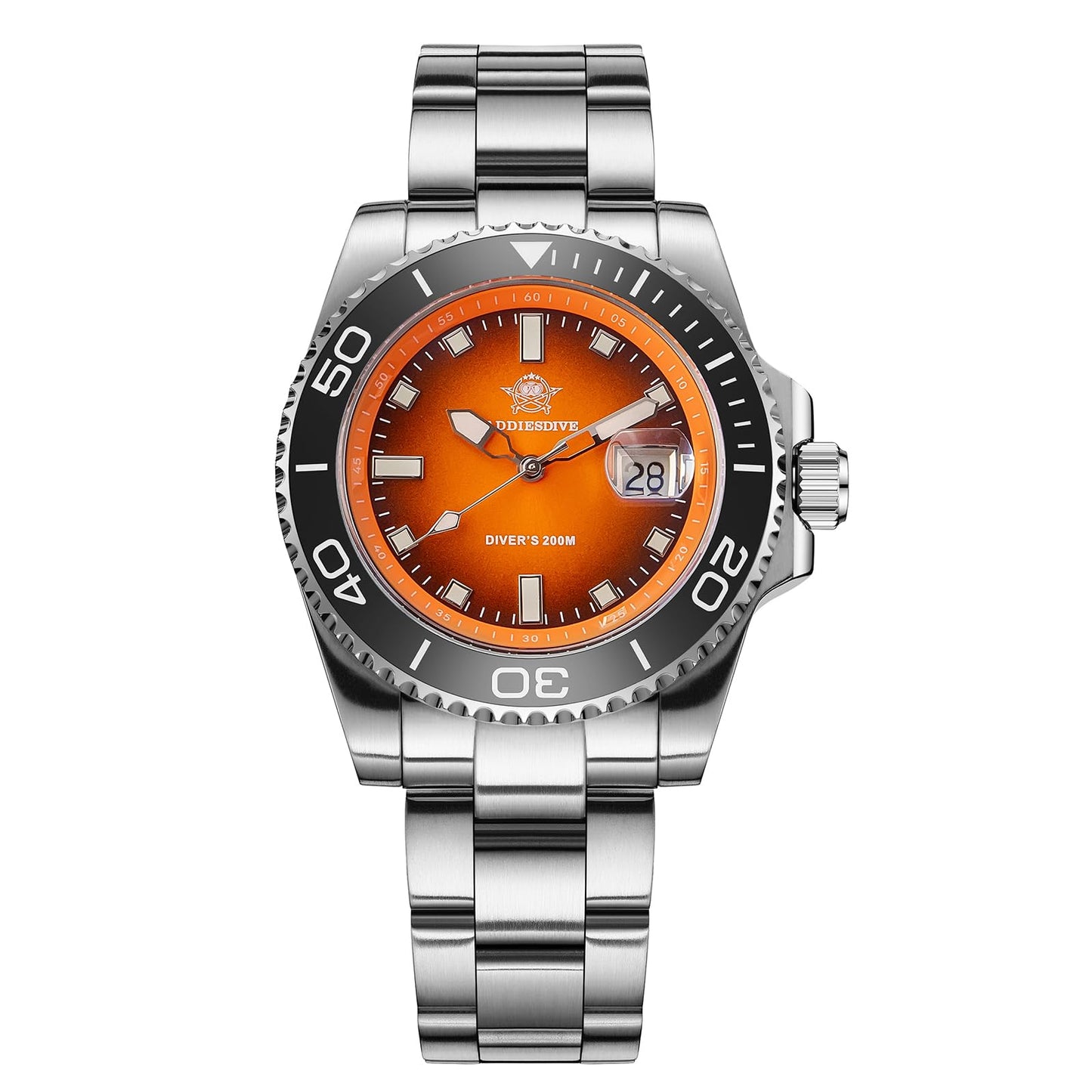 HOTADDIESDIVE 41 MM Mens Dive Watch Quartz Movement Watches for Men Easy to Read Dial 200 M Waterproof BGW9 Luminous Analog Orange/Red/Green/Black Gradient Dial