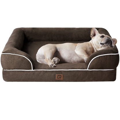 HOTEHEYCIGA Orthopedic Dog Beds for Extra Large Dogs 44x32Inch, Polyurethane Foam XL Pet Bed with Sides, Non-Slip and Egg-Crate Foam Big Dog Couch Bed with Washable Removable Cover, Grey