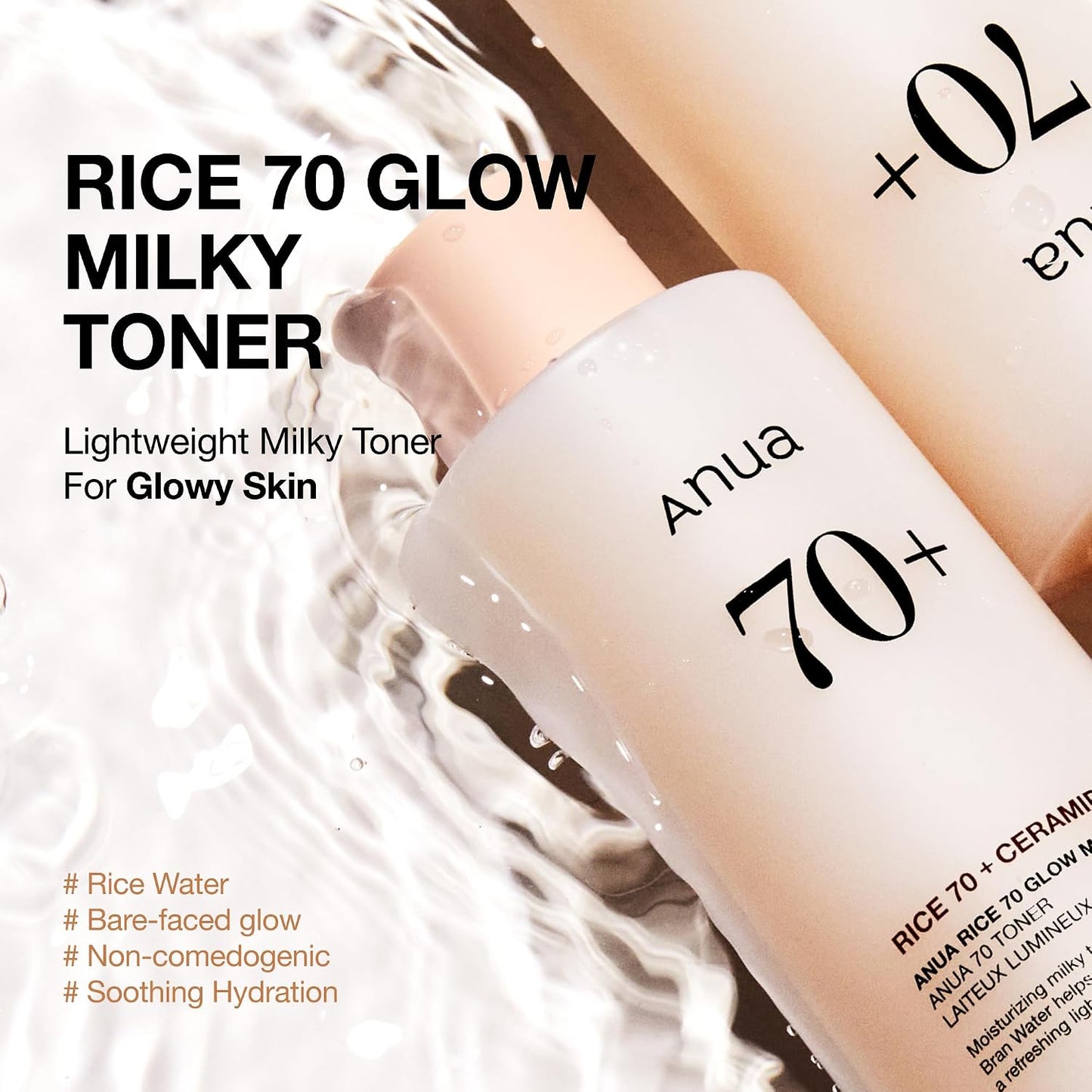 HOTAnua Rice 70 Glow Milky Toner, Glass & Dewy Skin, Hydrating & Barrier Care, Rice Water, Niacinamide, Ceramides, All Skin Types, Fragrance-Free, Non Comedogenic, Korean Skincare, 8.45 fl.oz.