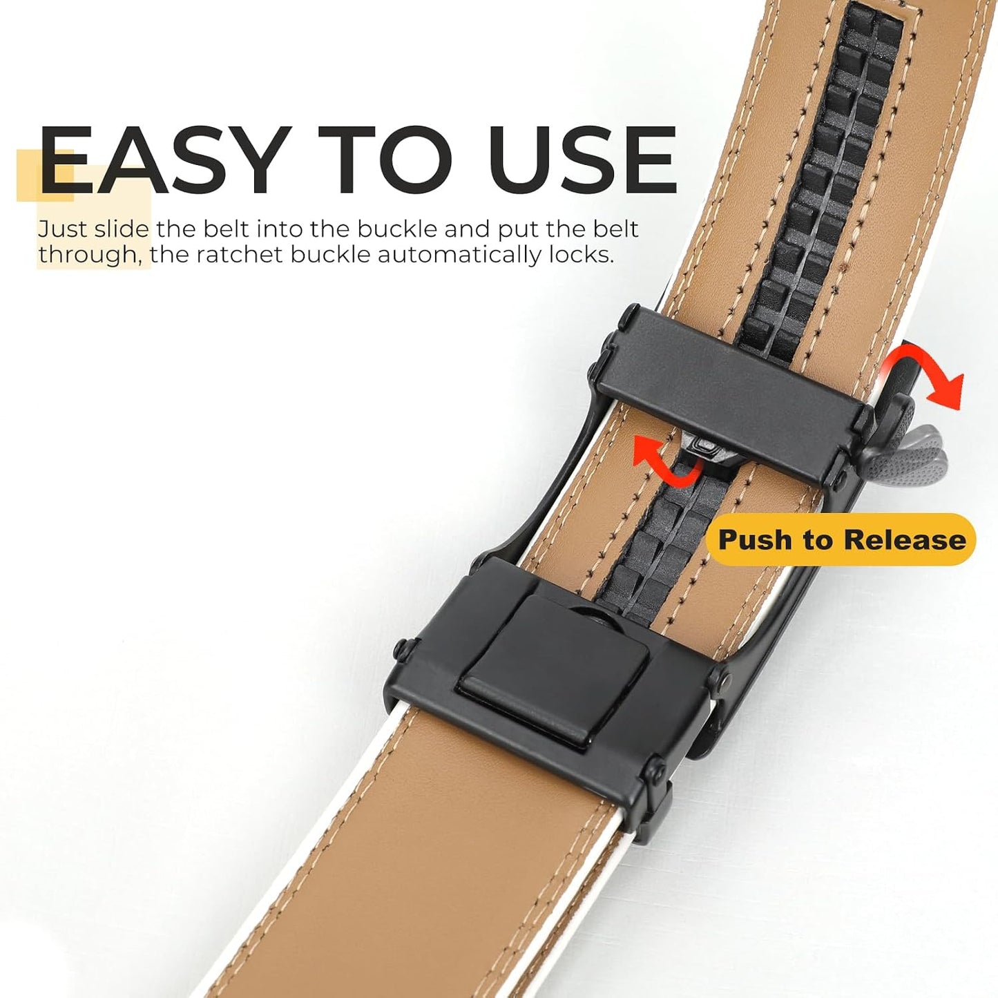 HOTSANSTHS Men's Belts Leather Ratchet Dress Belts for Men with Adjustable Slide Buckle in Gift Box