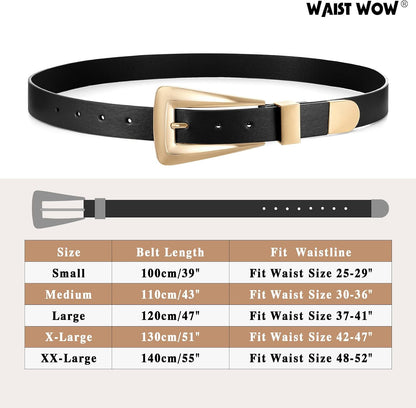 HOTWomen's Leather Belts for Jeans Pants Fashion Leather Waist Belt Ladies Dress Belts with Gold/Silver Buckle