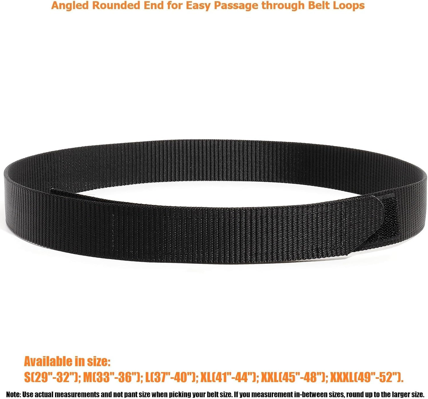 HOTTACNEX No-Scratch Nylon Belt 1 3/8" No Metal Buckle Belt w/Hook & Loop Closure TSA Approved for Work Travel Mechanic Driver