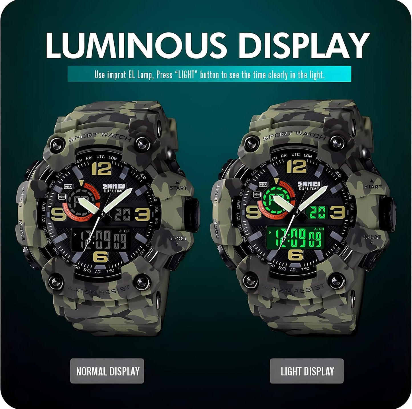 HOTGosasa Men's Large Face Outdoor Sports Watches Military S-Shock Watch Waterproof, Backlight, Alarm, Stopwatch Features - Rugged Wristwatch for Training, Hiking, and Adventure