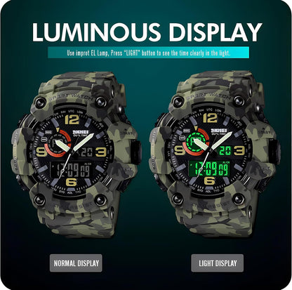 HOTGosasa Men's Large Face Outdoor Sports Watches Military S-Shock Watch Waterproof, Backlight, Alarm, Stopwatch Features - Rugged Wristwatch for Training, Hiking, and Adventure