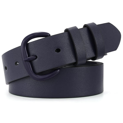HOTWHIPPY Women Leather Belt for Jeans Pants Dresses Black Ladies Waist Belt with Pin Buckle
