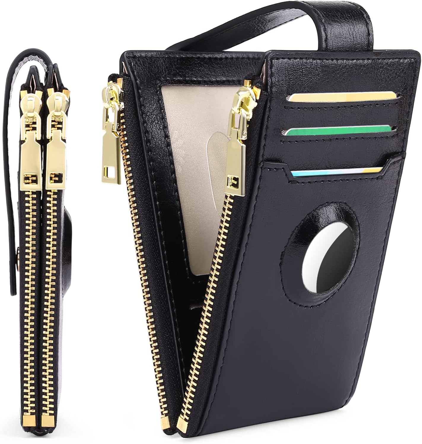 HOTFALAN MULE Air-tag Womens Wallet Genuine Leahter Bifold Credit Card Holder with Built-in Integrated Case