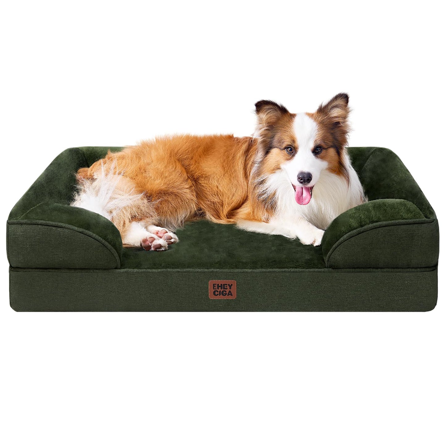 HOTEHEYCIGA Orthopedic Dog Beds for Extra Large Dogs 44x32Inch, Polyurethane Foam XL Pet Bed with Sides, Non-Slip and Egg-Crate Foam Big Dog Couch Bed with Washable Removable Cover, Grey