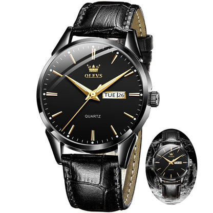 HOTOLEVS Mens Watch Brown Leather Band Dress Watch for Men Quartz Waterproof Men's Wrist Watch 38MM Gold Case Easy to Read Day Date Business Casual Men Watches Gifts for Him Relojes para Hombres