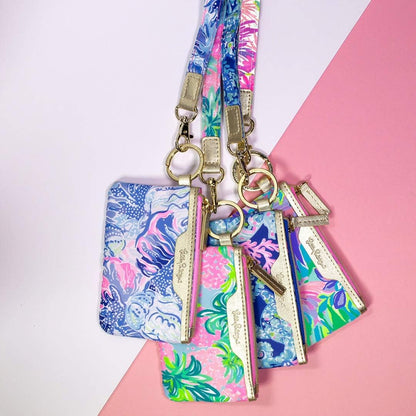HOTLilly Pulitzer Zip Card Case ID Wallet, It Was All A Dream | Cute, Colorful, Keychain Coin Purse Wallet with Zipper Close, Key Ring, and ID Window