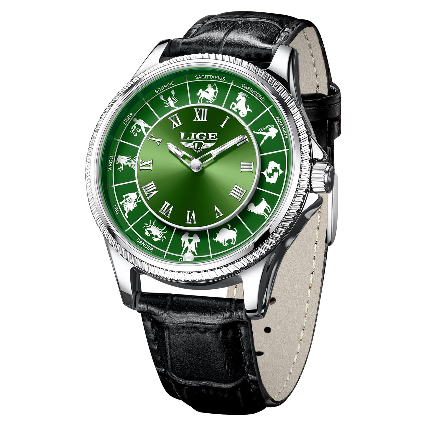 HOTMens Watches,Unique Roulette Style Quartz Analog Watch,45MM Big Face Alloy Waterproof Glowing Watch for Men,Exquisite and Durable Leather Strap,Casual Fashionable Men's Wrist Watches