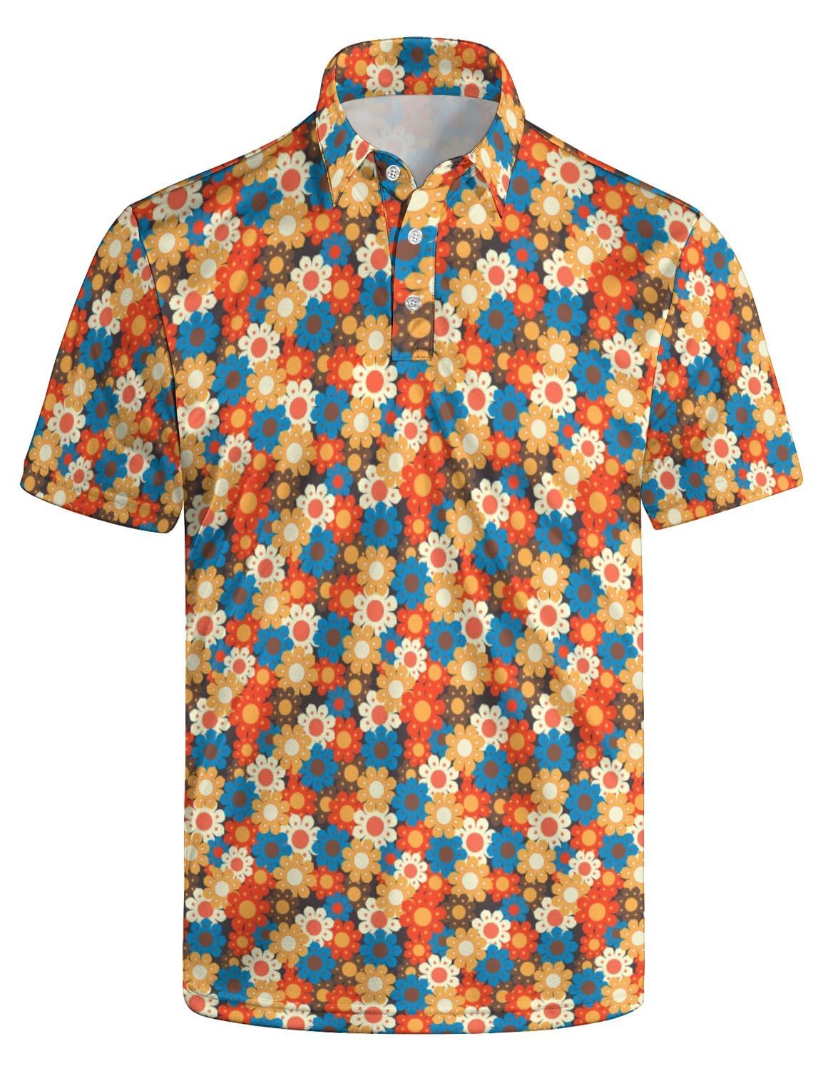 HOTGolf Polo Shirts for Men Funny Print Quick Dry Short Sleeve Performance Golf Shirts Moisture Wicking Polo Shirts