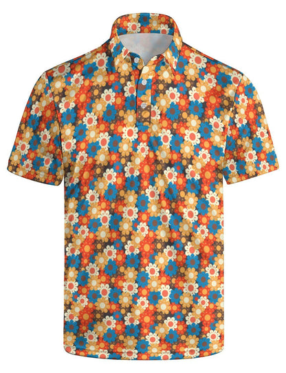 HOTGolf Polo Shirts for Men Funny Print Quick Dry Short Sleeve Performance Golf Shirts Moisture Wicking Polo Shirts