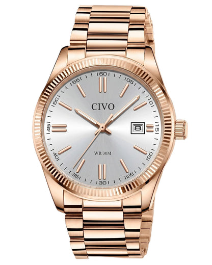 HOTCIVO Analog Mens Watches Silver: Wrist Watches with Date Easy to Read | Dress Stainless Steel Watch for Men, Gifts for Husband Father at Birthday Anniversary