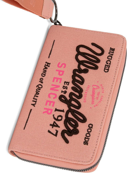 HOTMontana West X Wrangler Wristlet Wallets for Women Classic Retro Wallet Purse Bifold Credit Card Wallets for Women Oversized Logo Clutch Wristlet