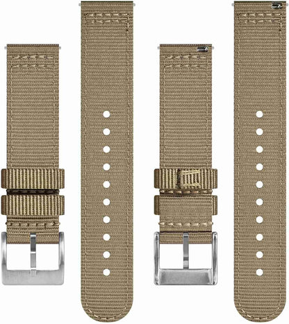 HOTBISONSTRAP Men’s Nylon Watch Bands, Two-Piece Military Watch Straps, Quick Release, Brushed Buckle, Band Width 18mm 19mm 20mm 22mm