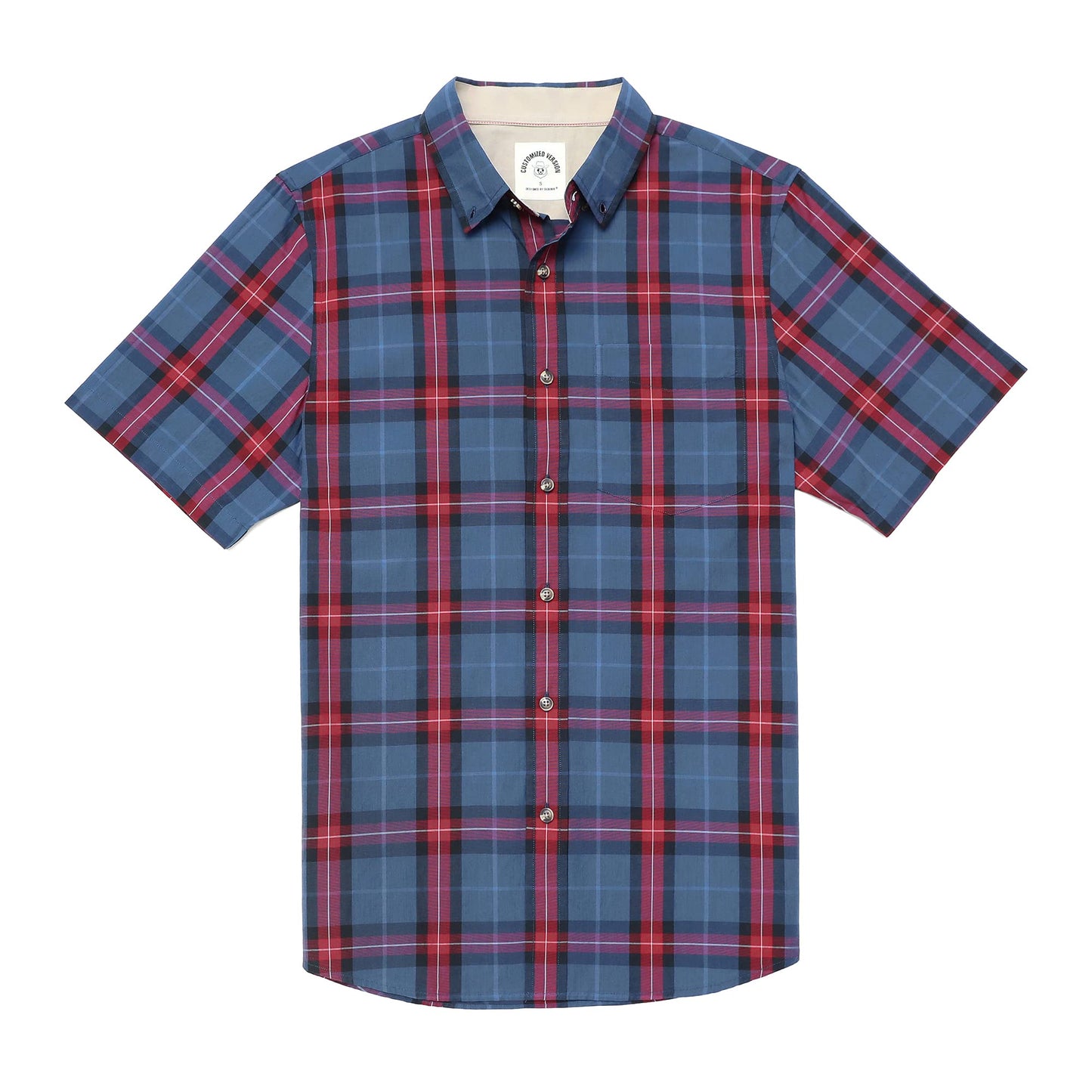 HOTDubinik® Mens Short Sleeve Button Down Shirts 100% Cotton Plaid Men's Casual Button-Down Shirts with Pocket