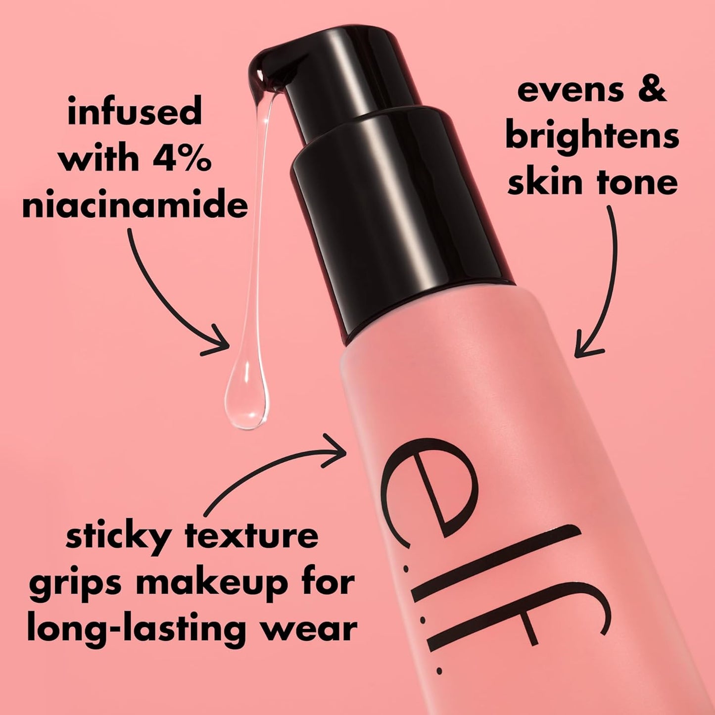 HOTe.l.f. Power Grip Primer + 4% Niacinamide, Gel-Based & Hydrating Face Primer, Helps Visibly Even Skin & Brighten, Grips Makeup, Vegan & Cruelty-Free, 0.811 Fl Oz