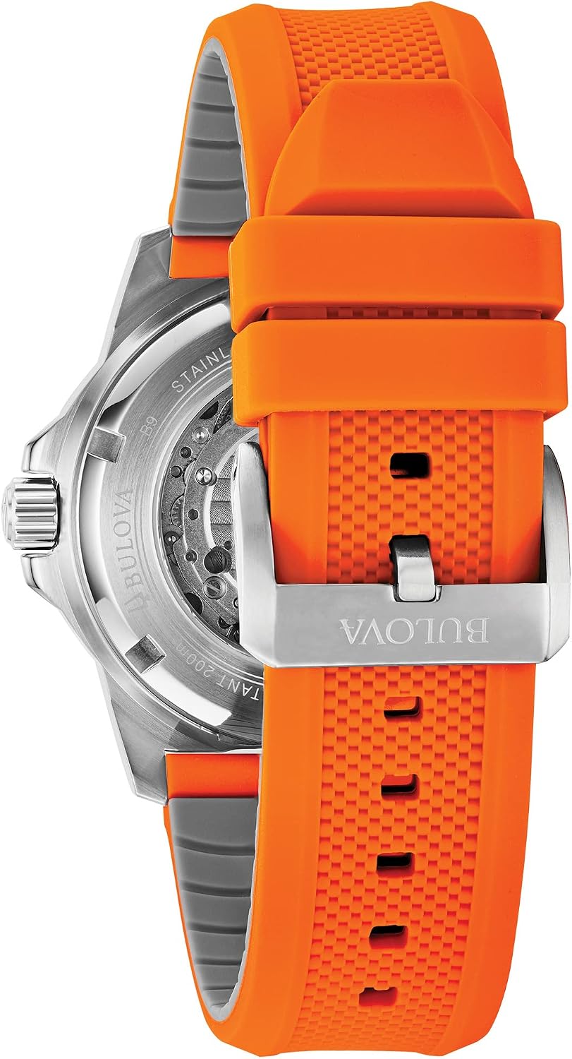 HOTBulova Men's Marine Star 'Series A' Automatic Watch with Orange Silicone Strap Style: 98A226