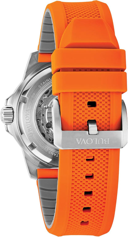 HOTBulova Men's Marine Star 'Series A' Automatic Watch with Orange Silicone Strap Style: 98A226