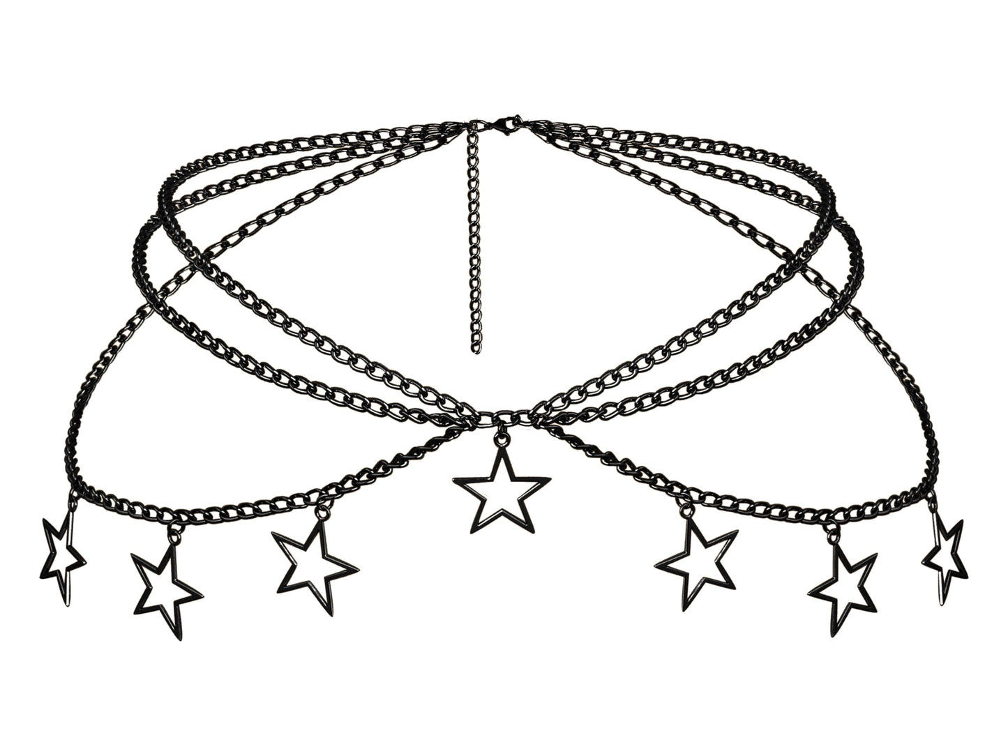 HOTGoth Y2k Star Waist Chain Belt, Punk Emo Grunge Aesthetic Body Jewelry