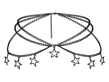 HOTGoth Y2k Star Waist Chain Belt, Punk Emo Grunge Aesthetic Body Jewelry