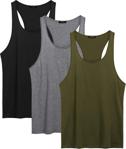 HOTCOOFANDY Men's 3 Pack Tank Tops Cotton Performance Sleeveless Casual Classic T Shirts
