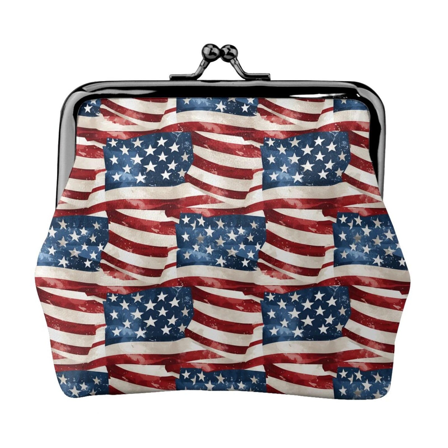 HOTRed White Blue Stars and Stripes American Flag Leather Coin Purse Compact Pouch Card Holder Wallet for Women Daily Use Travel Gifts