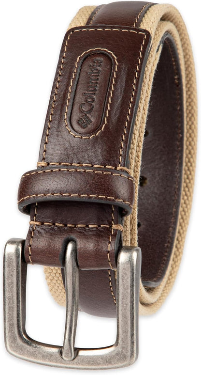 HOTColumbia Men's Leather Casual Belt Tan & Brown Classic Style for Everyday Wear