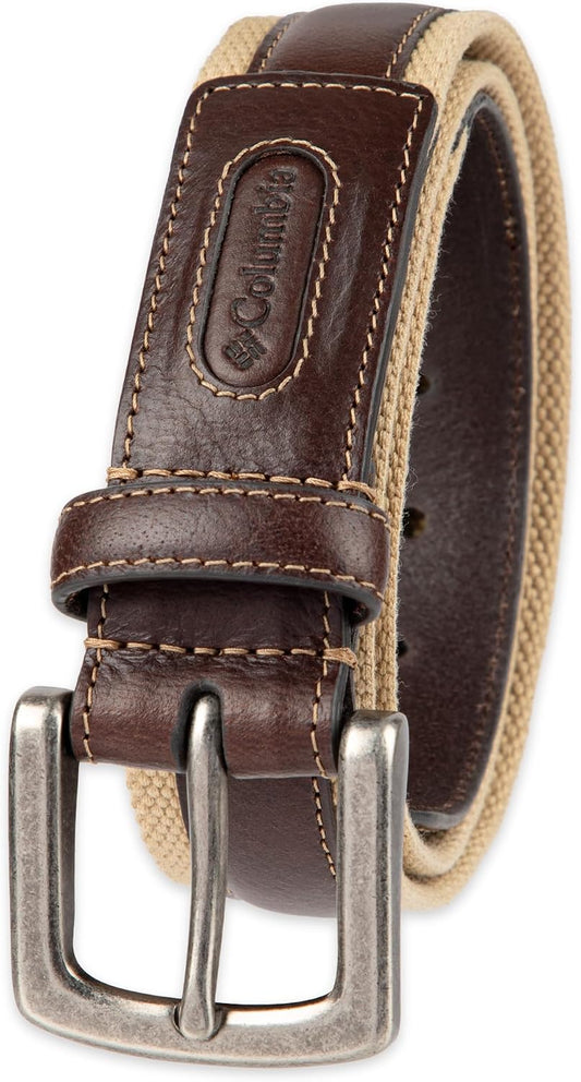 HOTColumbia Men's Leather Casual Belt Tan & Brown Classic Style for Everyday Wear