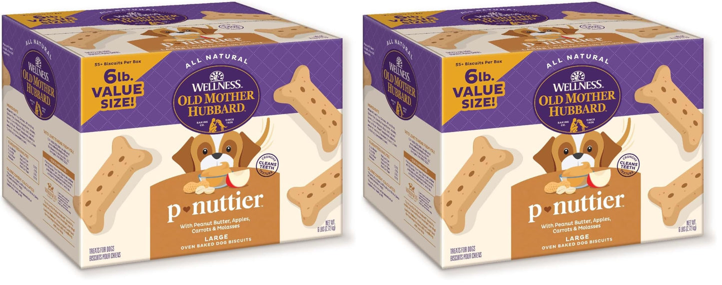 HOTWellness Old Mother Hubbard Classic P-Nuttier Dog Biscuits, Natural Training Treats, Peanut Butter Flavor, Large Size, 6 lb Box