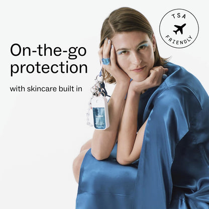 HOTTouchland Dye Free Trio Hydrating Hand Sanitizer Spray Set Travel Size | TSA ready Power Mist with skincare benefits. Rainwater, Beach Coco and Unscented.