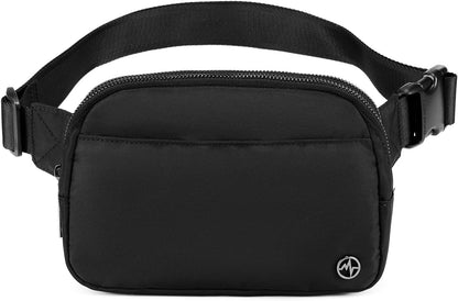 HOTPander Everywhere Belt Bag for Women, 5 Zipper Pockets Nylon Crossbody Fanny Pack Purse (Black)
