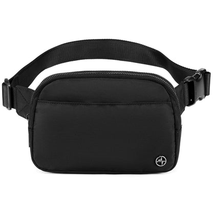 HOTPander Everywhere Belt Bag for Women, 5 Zipper Pockets Nylon Crossbody Fanny Pack Purse (Black)