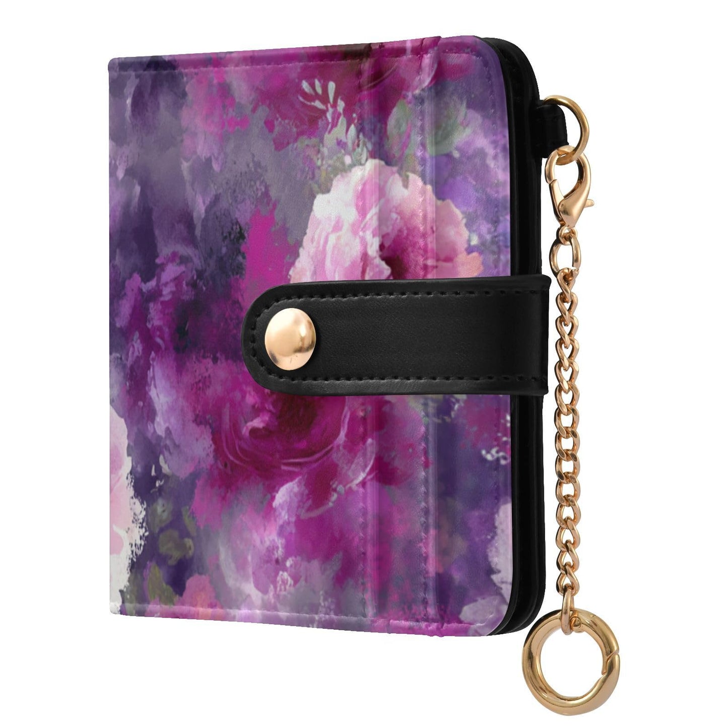 HOTElegant Peonies and Irises Rfid Women Wallet 1 Pack Cute Coin Purse PU Leather Small Wallets Credit Card Holder Bifold Zipper Thin Travel Wallet for Female Ladies Teen Girls Girly