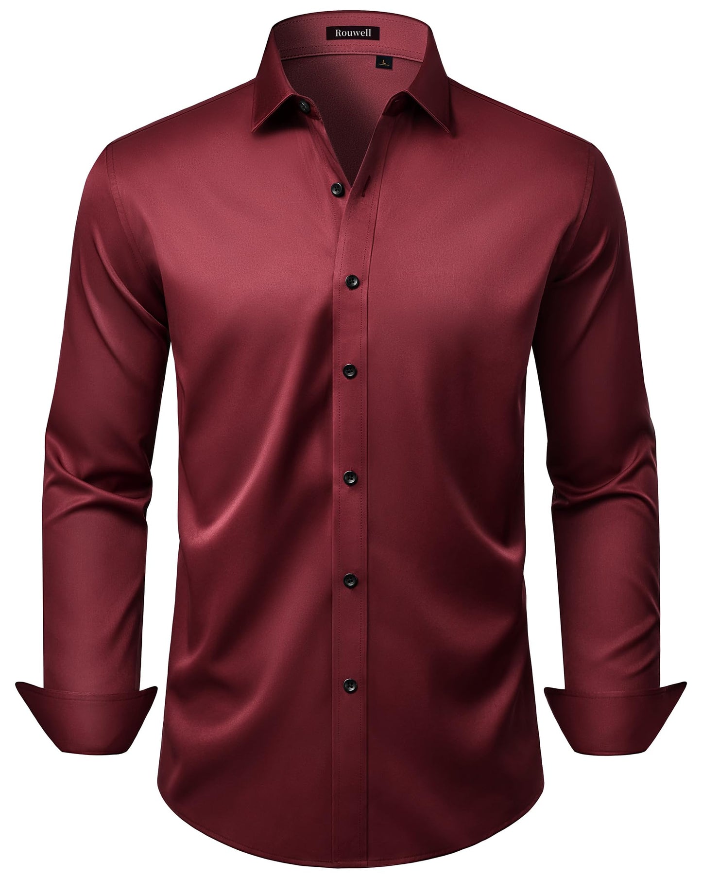 HOTMens Wrinkle Free Dress Shirts Regular Fit Business Button Down Shirt Formal Long Sleeve Wedding Stretch Shirts